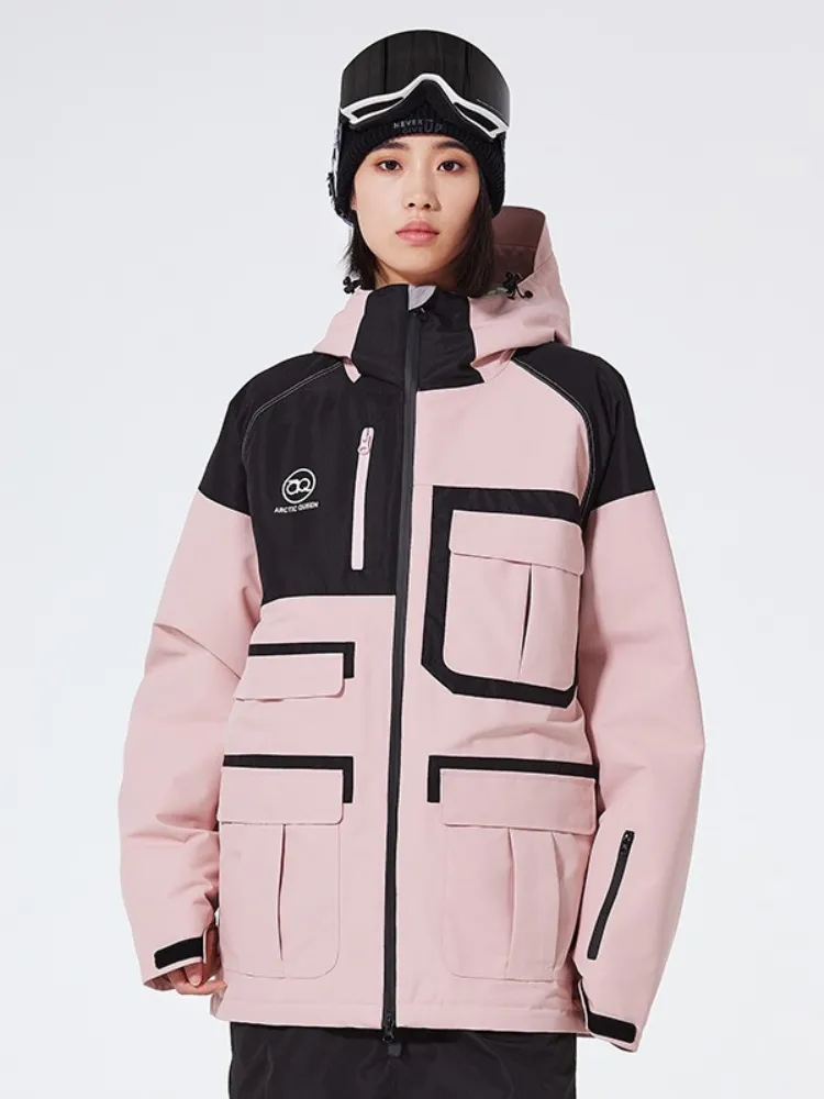 Adult Cargo Ski Jacket Retro Snowboarding Coat for Sports