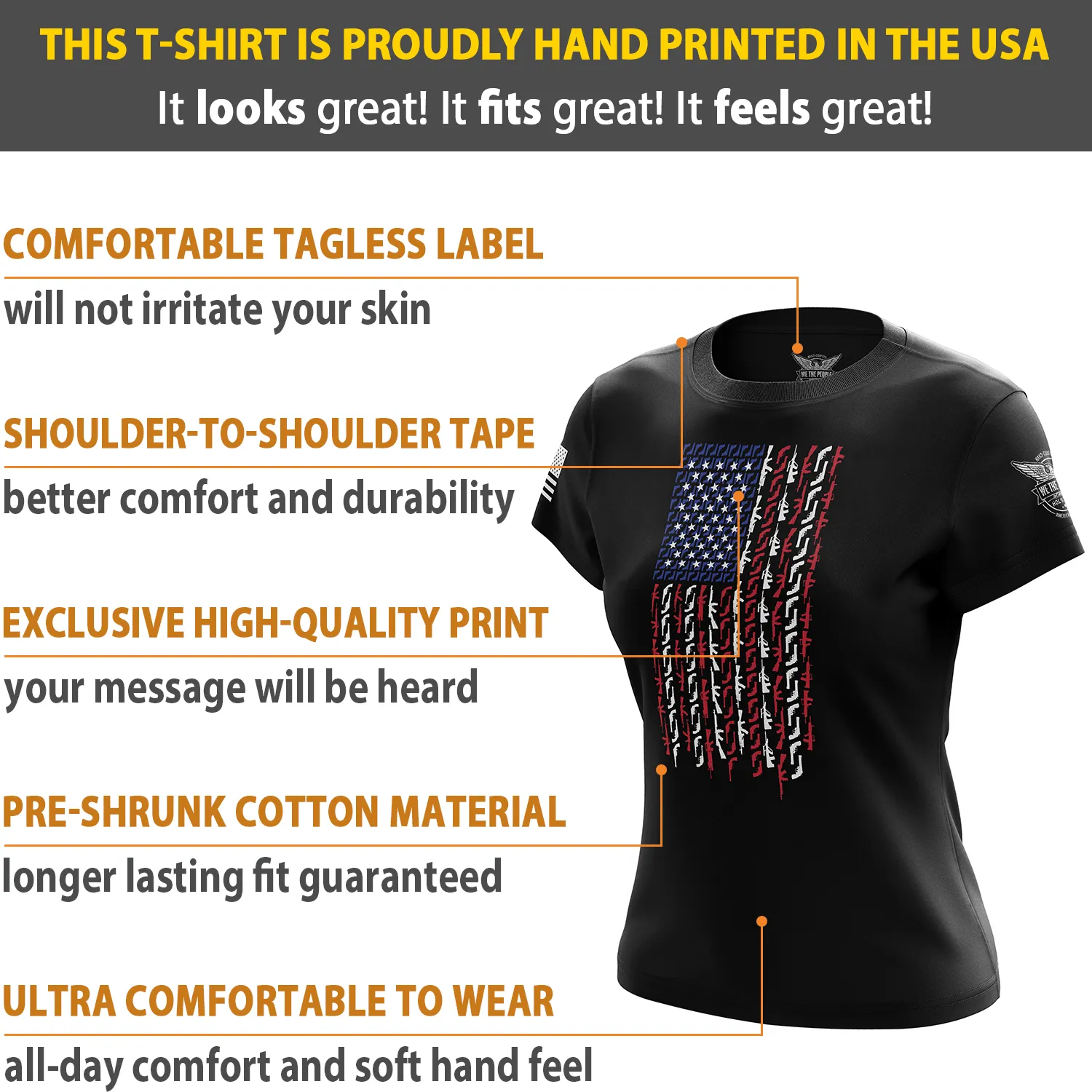 American Flag in Guns - Patriotic Colors Women's Short Sleeve Shirt