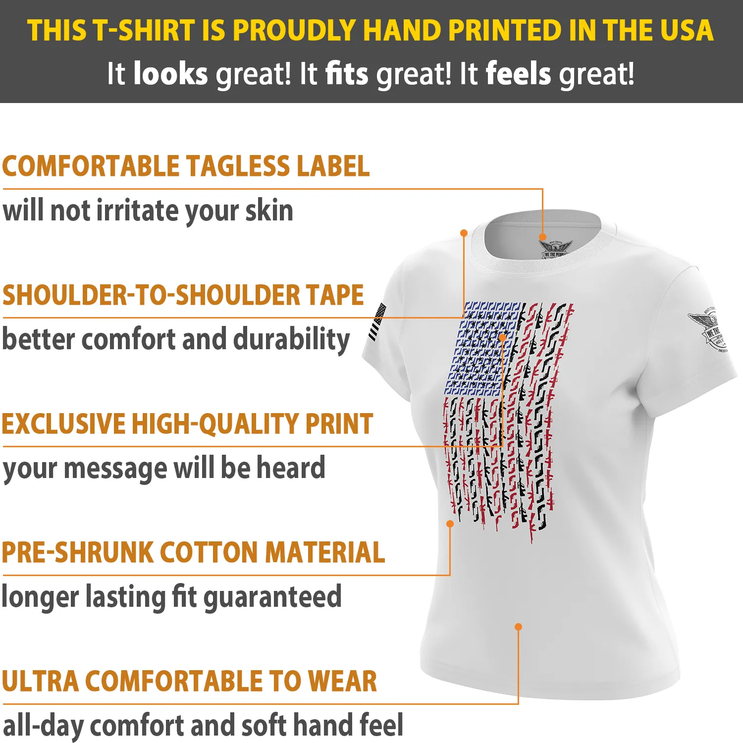 American Flag in Guns - Patriotic Colors Women's Short Sleeve Shirt