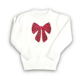 Belle Cher Red Bow Sequin Sweater
