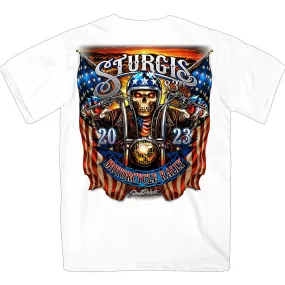Hot Leathers SPB1071 Men’s White 2023 Sturgis # 1 Design America T-Shirt