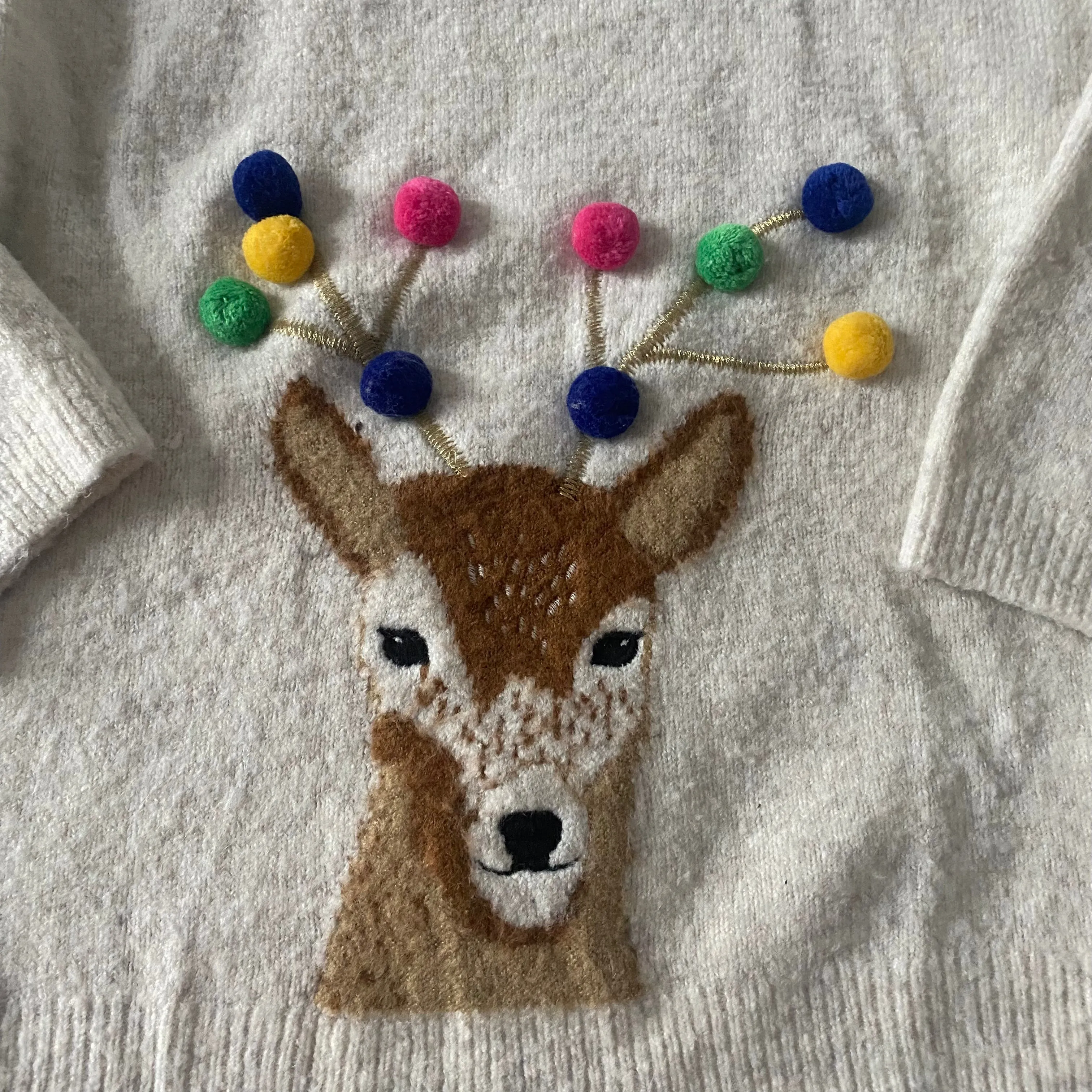 John Lewis Reindeer Pom Pom Sweater