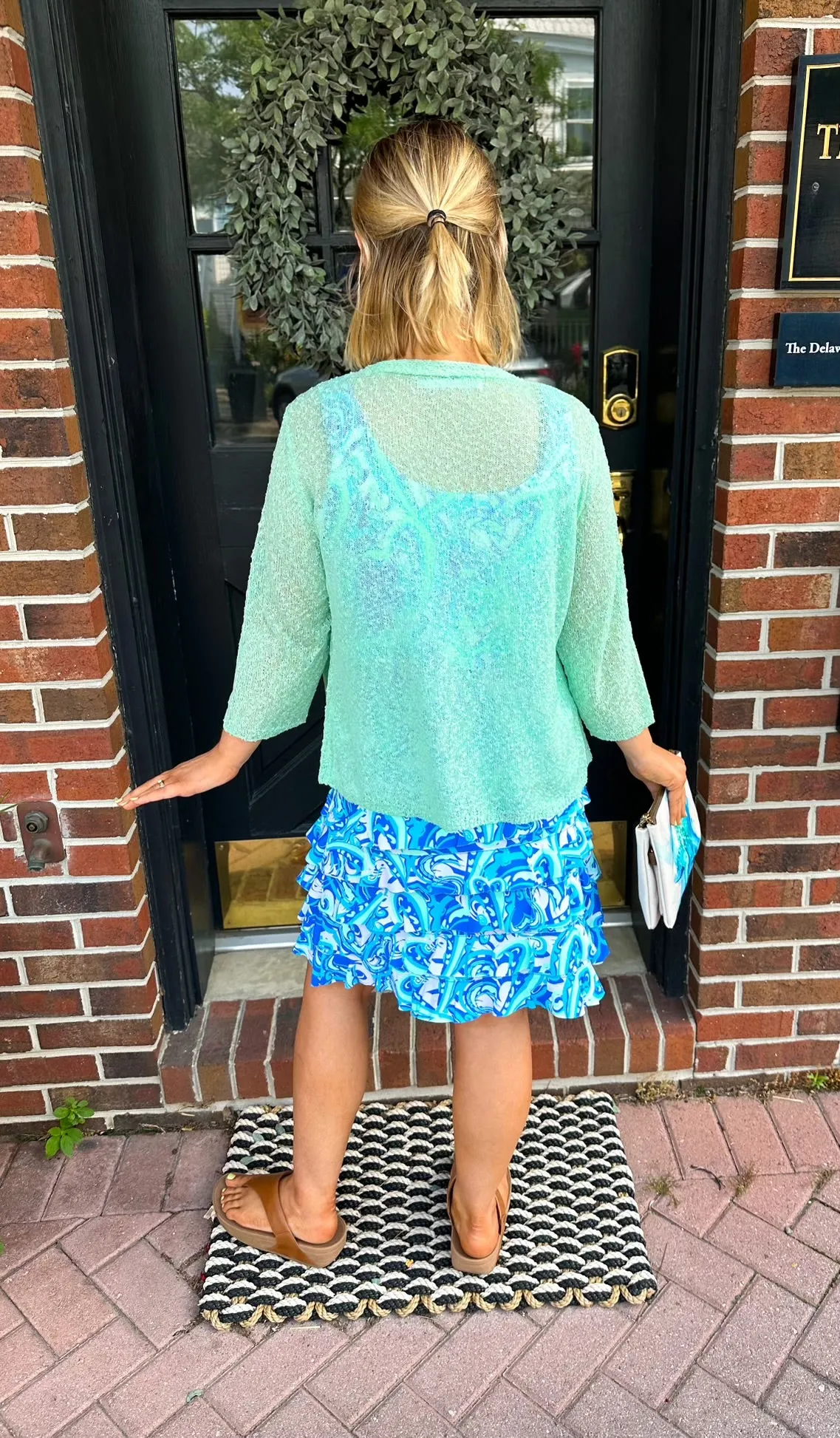 Lulu B Key Clearwater Lime Lightweight Cardigan