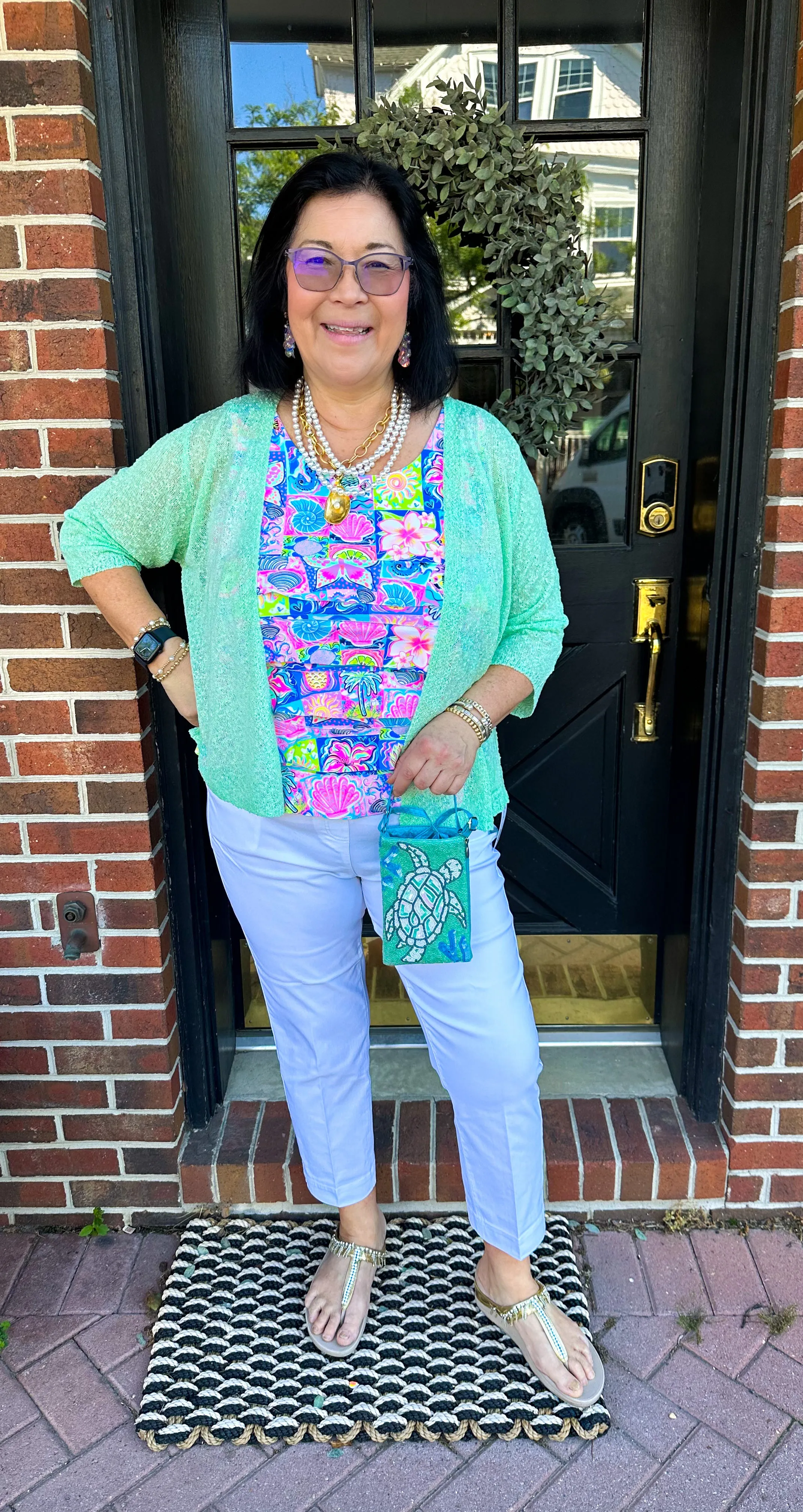 Lulu B Key Clearwater Lime Lightweight Cardigan