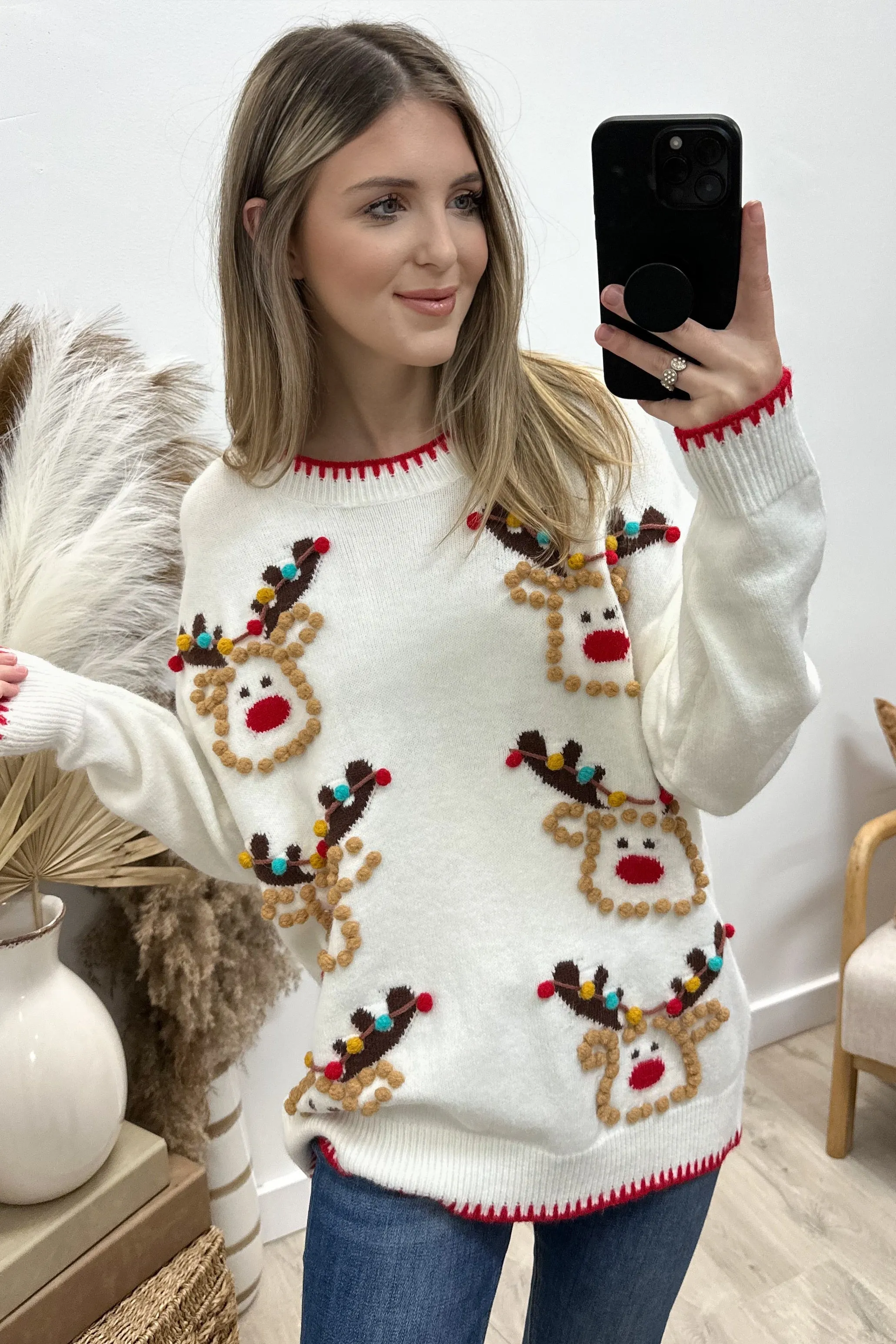 "Reindeer Magic" Sweater (Ivory)