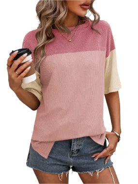TEEK - Tri-Color Block Round Neck Half Sleeve T-Shirt