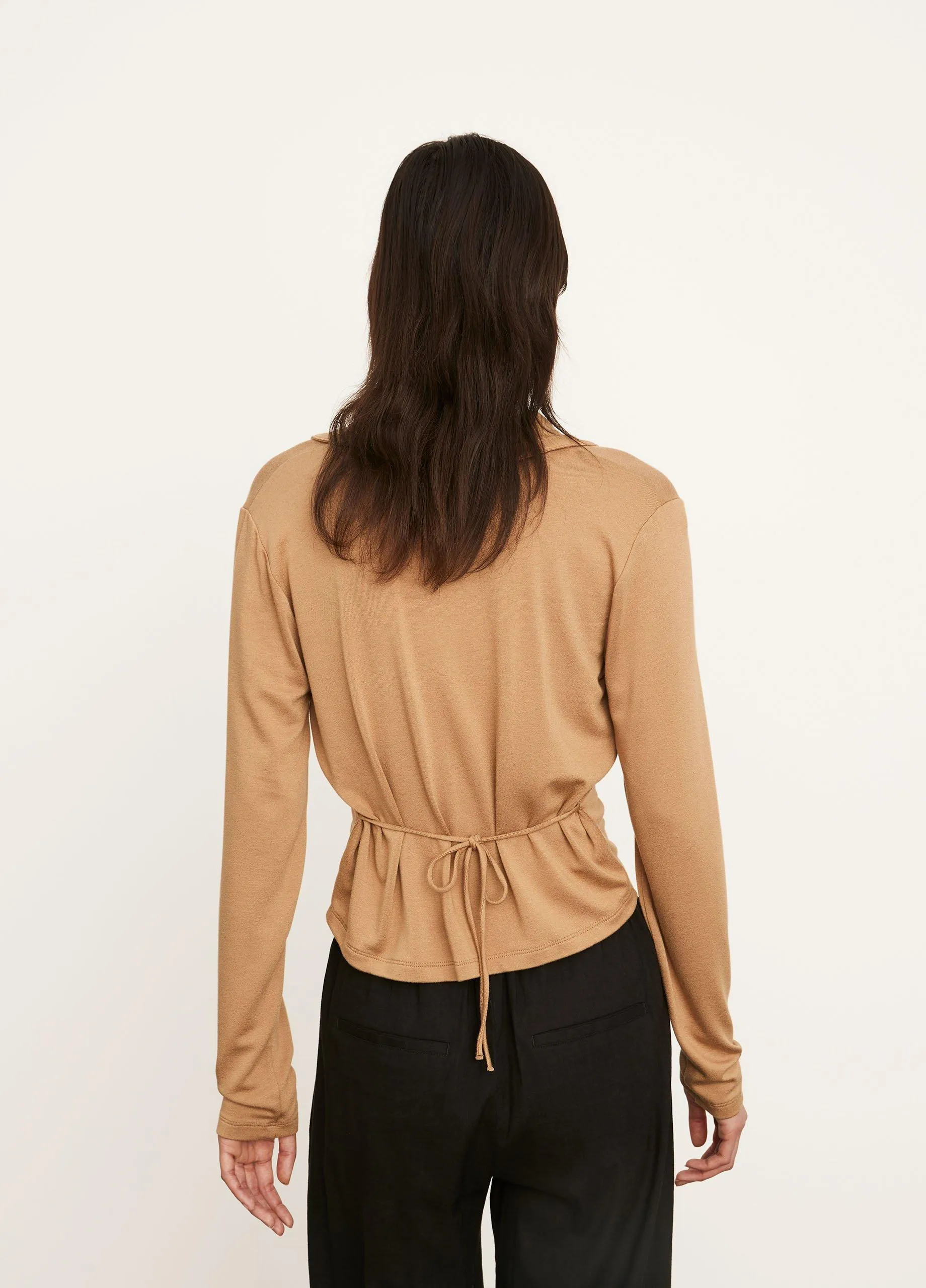 Tie Back Cardigan in Almond